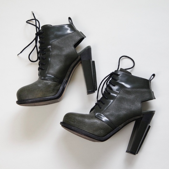 Alexander Wang Dakota Lace Up Bootie, Spruce Green Ankle Boot, Women's Size 40 - Picture 1 of 10